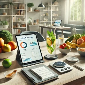 Radni prostor online nutricionista Banja Luka, moderan telefon na stolu, profesionalno okruženje.
